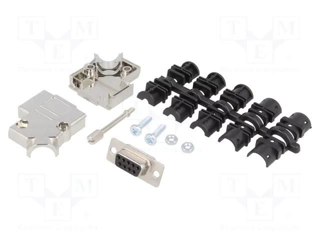 Connector: D-Sub; PIN: 9; plug; female; soldering; for cable; black ENCITECH D45PK-M-09-DBS-K