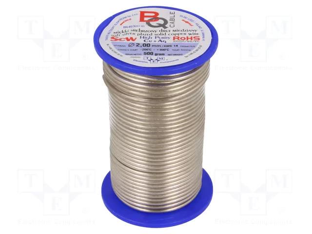 Silver plated copper wires; 2mm; 500g; Cu,silver plated; 16m BQ CABLE SCW-2.00/500