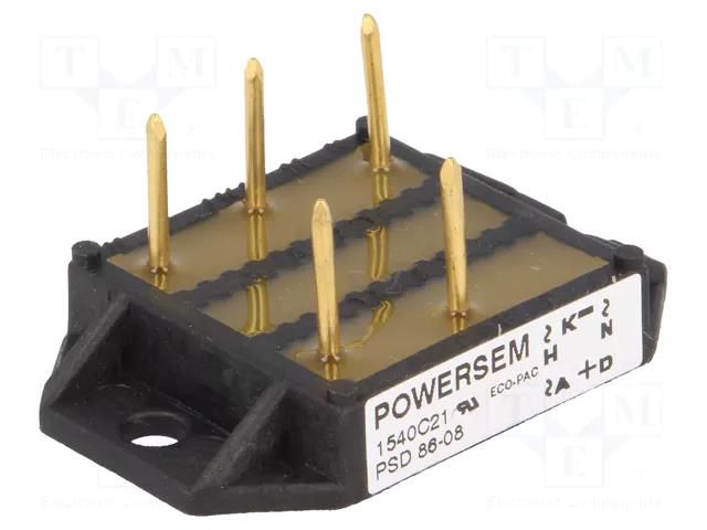 Bridge rectifier: three-phase; Urmax: 0.8kV; If: 86A; Ifsm: 530A POWERSEM PSD86/08