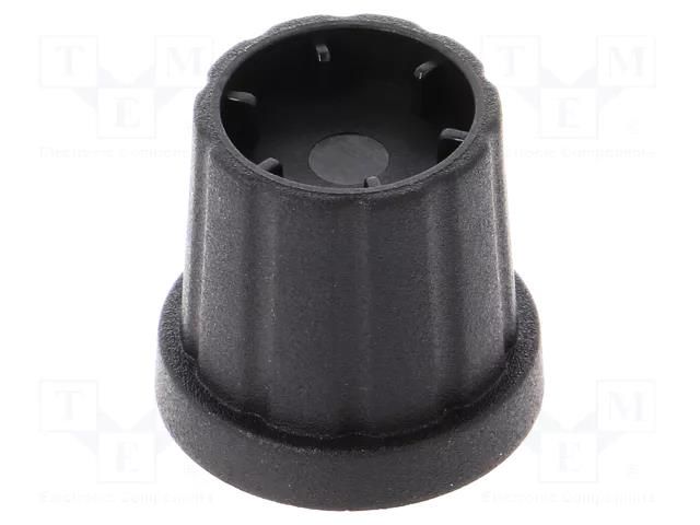 Knob; with flange; plastic; Øshaft: 6mm; Ø16.5x19.2mm; black CLIFF K21-6M