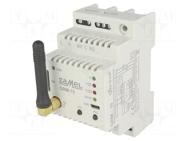 GSM module controller; for DIN rail mounting; 230VAC; NO x2 ZAMEL GRM-10