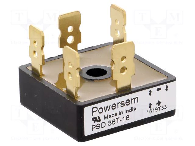 Bridge rectifier: three-phase; Urmax: 1800V; If: 35A; Ifsm: 550A POWERSEM PSD36T/18