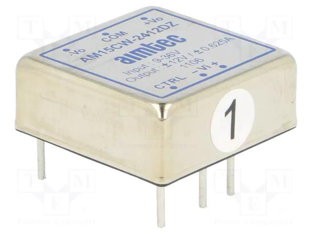 Converter: DC/DC; 15W; Uin: 9÷36VDC; Uout: 12VDC; Uout2: -12VDC AIMTEC AM15CW-2412DZ