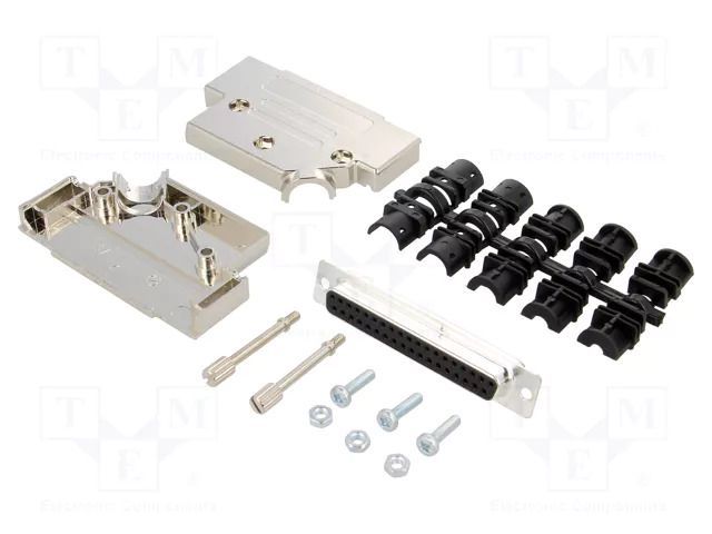 Connector: D-Sub; PIN: 37; plug; female; soldering; for cable; black ENCITECH D45PK-M-37-DBS-K