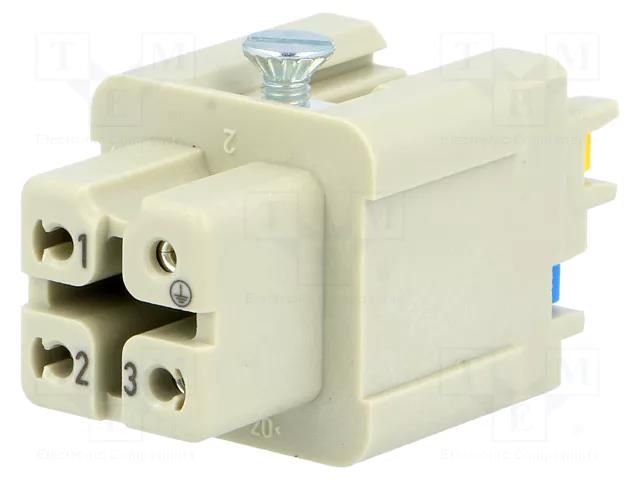 Connector: HDC; contact insert; female; Han® A; PIN: 4; 3+PE; 10A HARTING 09200032733