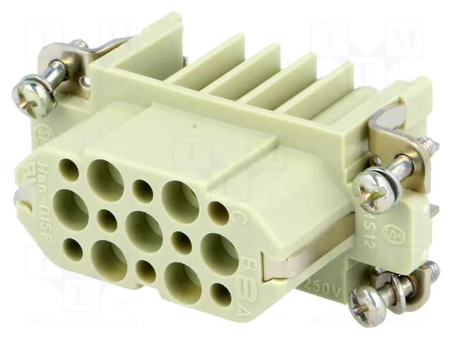 Connector: HDC; contact insert; female; 10A; 250V; Han® D; PIN: 15 HARTING 09210153101