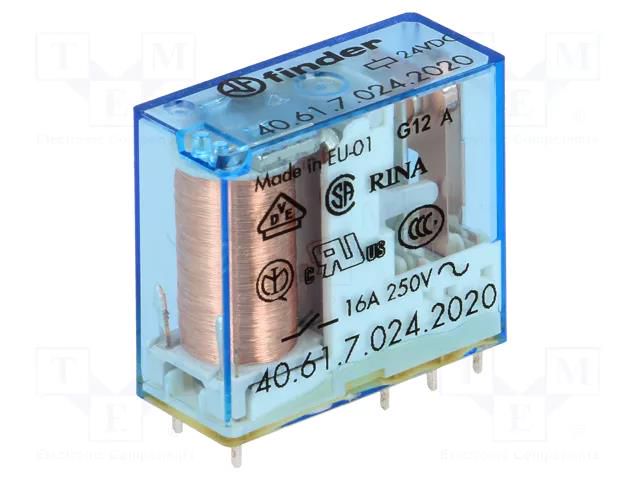 Relay: electromagnetic; SPDT; Ucoil: 24VDC; Icontacts max: 30A FINDER 40.61.7.024.202