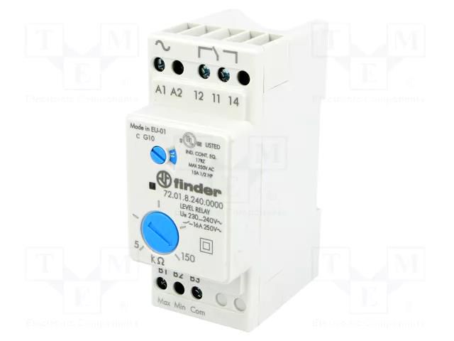 Level monitoring relay; conductive fluid level; 230÷240VAC FINDER 72.01.8.240.000