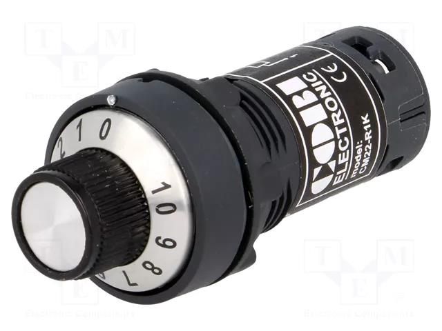 Potentiometer; 22mm; CM22; -25÷70°C; Ø22.5mm; IP65; 1kΩ COBI ELECTRONIC CM22-R1K