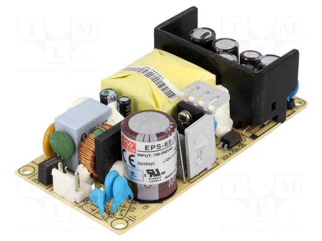 Power supply: switching; open; 65.04W; 120÷370VDC; 85÷264VAC; 86% MEAN WELL EPS-65-12