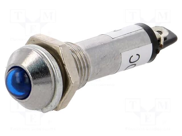 Indicator: LED; prominent; blue; 12VDC; Ø8.2mm; IP40; for soldering NINIGI IND8-12B-A