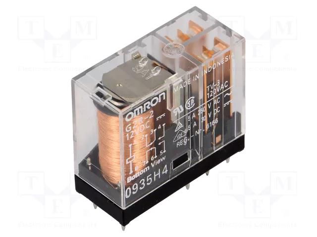 Relay: electromagnetic; DPDT; Ucoil: 12VDC; Icontacts max: 5A; G2R OMRON Electronic Components G2R-2-12DC