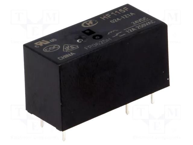 Relay: electromagnetic; SPDT; Ucoil: 24VDC; 12A; 12A/250VAC; HF115F HONGFA RELAY HF115F/024-1Z1A