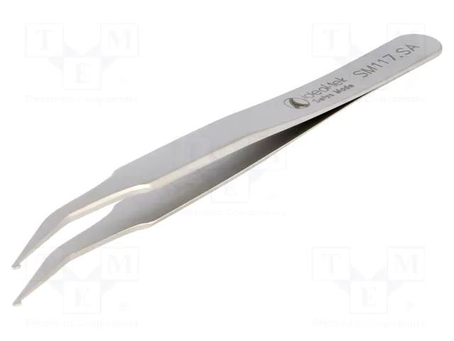 Tweezers; 120mm; Blades: curved; SMD IDEAL-TEK IDL-SM117.SA