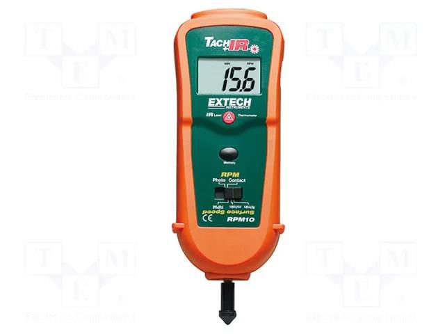 Tachometer; LCD; 5 digits (9999); 16mm; Temp.(IR): -20÷315°C; 300g EXTECH RPM10