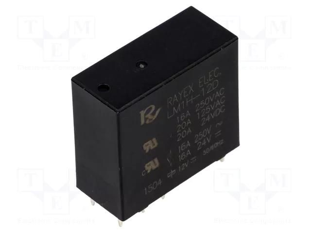 Relay: electromagnetic; SPDT; Ucoil: 12VDC; Icontacts max: 16A Recoy/RAYEX ELECTRONICS LM1H-12D