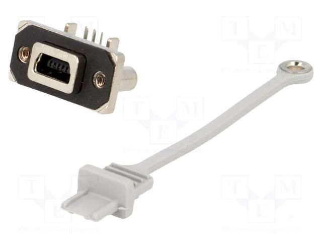 Connector: USB B mini; socket; MUSB; for panel mounting,screw AMPHENOL COMMUNICATIONS SOLUTIONS MUSB-B151-01