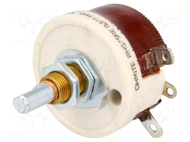 Potentiometer: shaft; single turn; 75Ω; 25W; 6.35mm; wirewound OHMITE RHS75RE