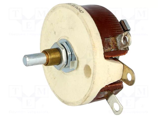 Potentiometer: shaft; single turn; 50Ω; 50W; 6.35mm; wirewound OHMITE RJS50RE