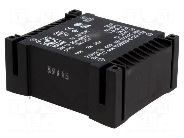 Transformer: encapsulated; 18VA; 115VACx2; 18V; 18V; 500mA; 500mA HAHN BVUI3940075