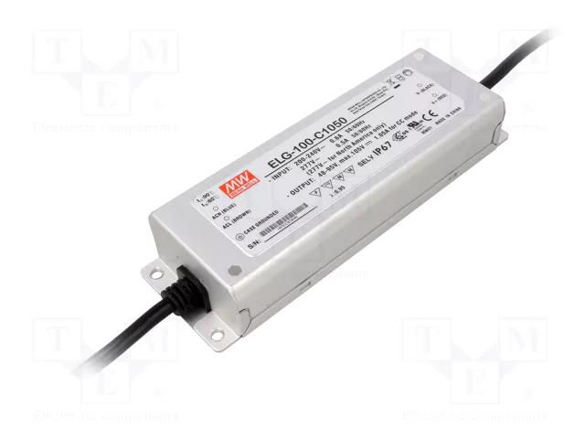 Power supply: switching; LED; 99.75W; 48÷95VDC; 1050mA; 180÷295VAC MEAN WELL ELG-100-C1050