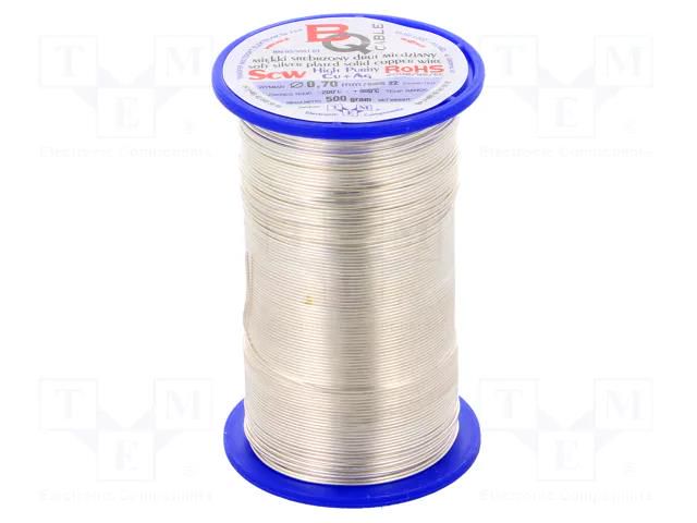 Silver plated copper wires; 0.7mm; 500g; Cu,silver plated; 145m BQ CABLE SCW-0.70/500