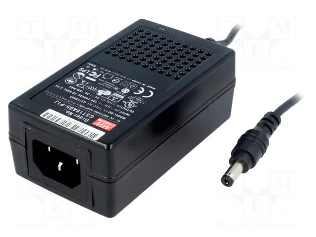 Power supply: switching; 5VDC; 3A; Out: 5,5/2,1; 15W; 85÷264VAC MEAN WELL GST18A05-P1J