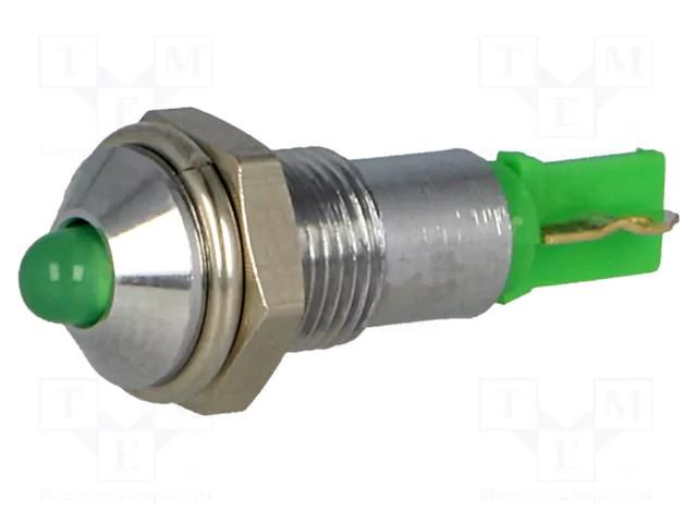 Indicator: LED; prominent; green; 24÷28VDC; Ø6.2mm; IP40; metal SIGNAL-CONSTRUCT SMQD06204