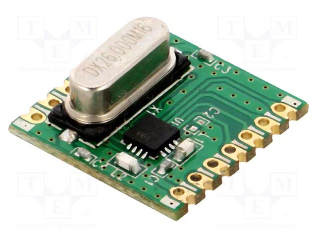Module: RF; FM receiver; FSK,GFSK,OOK; 433.92MHz; 4-wire SPI; SMD HOPE MICROELECTRONICS RFM219S-433S1