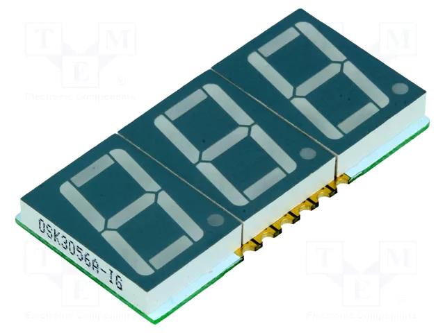 Display: LED; 7-segment; 14.22mm; 0.56"; No.char: 3; red; 5÷25mcd OPTOSUPPLY OSK3056A-IR