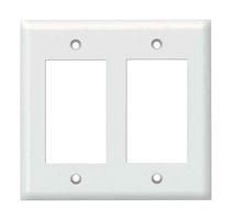 WALLPLATE, TELECOM/MODULAR, DOUBLE GANG MWP500D-WT