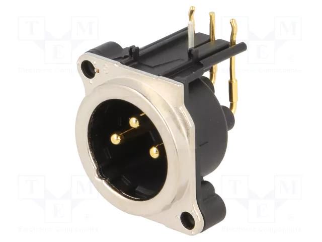 Connector: XLR; socket; male; PIN: 3; angled 90°; THT; silver; 6A NEUTRIK NTR-NC3MBH