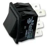 SWITCH, DPDT, 16A, 250VAC, BLACK C1560ATAAB