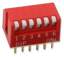 DIP SWITCH, 6POS, SPST-NO, PIANO KEY, TH MCNDP-06V