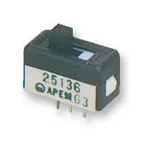 SLIDE SWITCH, DPDT, TOP BUTTON 25146NAH