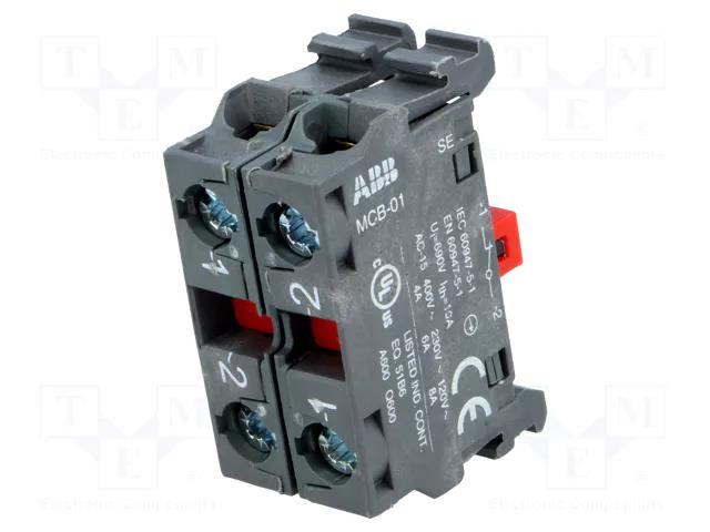 Contact block; 22mm; front fixing; Contacts: NC x2 ABB MCB-02