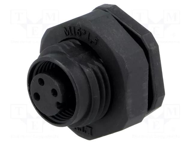 Connector: M12; socket; PIN: 3; female; 250V; IP68; soldering; 4A AMPHENOL LTW 12P-03PFFS-SF8001