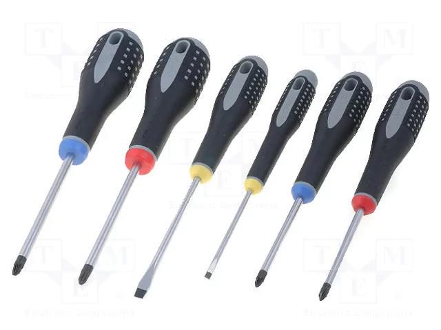 Kit: screwdrivers; Phillips,Pozidriv®,slot; ERGO®; 6pcs. BAHCO SA.BE9886