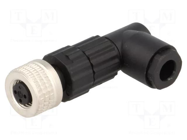 Connector: M8; female; PIN: 3; angled 90°; for cable; plug; E; 4A HIRSCHMANN ELWIKA3008V