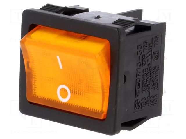 ROCKER; DPST; Pos: 2; ON-OFF; 6A/250VAC; orange; neon lamp; 250V SCI RS1333BBY2N2