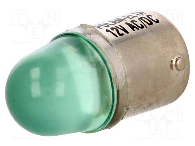 LED lamp; green; BA15S; 12VDC; 12VAC POLAM-ELTA LG-BA15S-12AC/DC