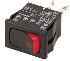 SWITCH, ROCKER, DPST, 8A, 250V, BLACK 62115919-0-9-V