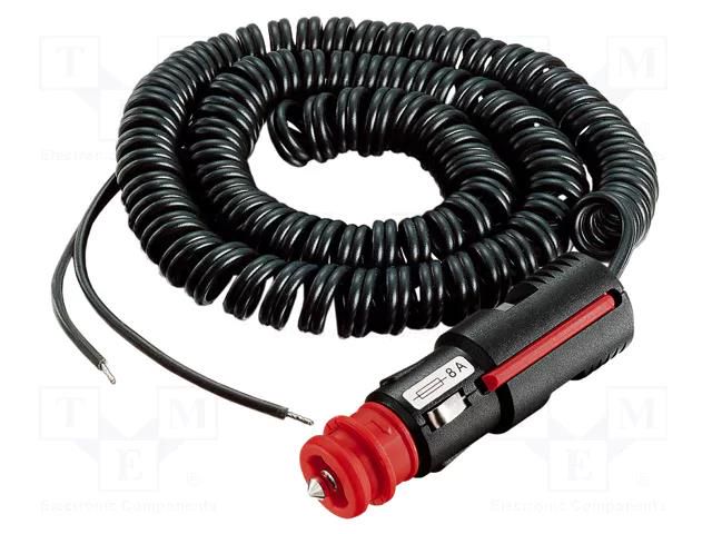 Cigarette lighter socket extension cord; cables; 8A; black; 3m PRO CAR PROCAR-67848000