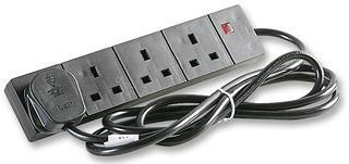 EXTENSION LEAD, 4WAY, BLACK, 2M FR4 2