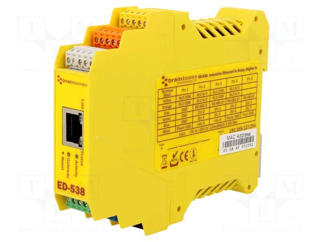 Modbus gateway; Number of ports: 1; 5÷30VDC; Ethernet; ED; plastic BRAINBOXES ED-538
