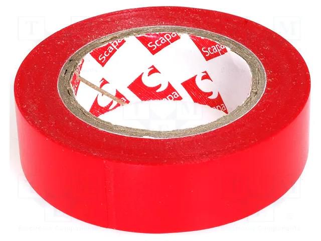 Tape: electrical insulating; W: 15mm; L: 10m; Thk: 0.13mm; red; 180% SCAPA SCAPA-2702-15R