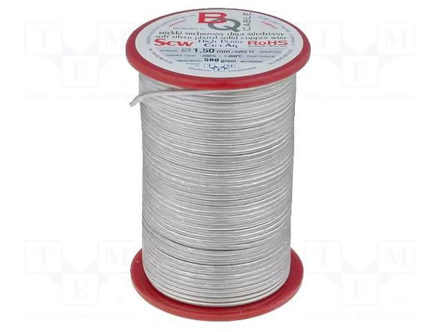 Silver plated copper wires; 0.8mm; 500g; Cu,silver plated; 110m BQ CABLE SCW-0.80/500