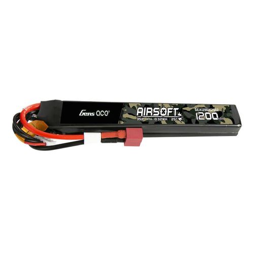 Gens Ace 25C 1200mAh 3S1P 11.1V Saddle Airsoft Gun Lipo Battery with T Plug, Gens ace GEA12003S25D2