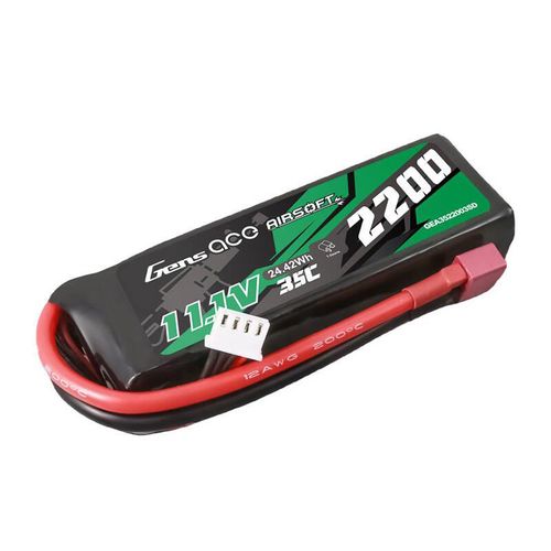 Gens ace 35C 2200mAh 3S1P 11.1V Airsoft Gun Lipo Battery with T Plug, Gens ace GEA3522003SD