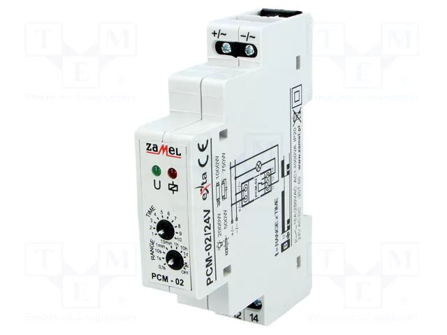 Timer; 0,1s÷10days; SPDT; 250VAC/16A; Usup: 24VAC; 24VDC; PCM; PIN: 5 ZAMEL PCM-02/24V